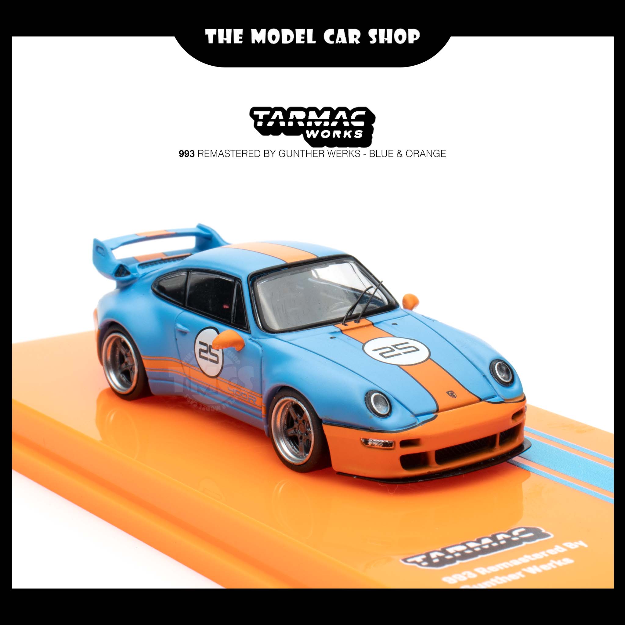 Modèle Réduit Porsche 993 Gunther Werks - Échelle 1:64 - Bleu/Orange - Tarmac Works Neuf
