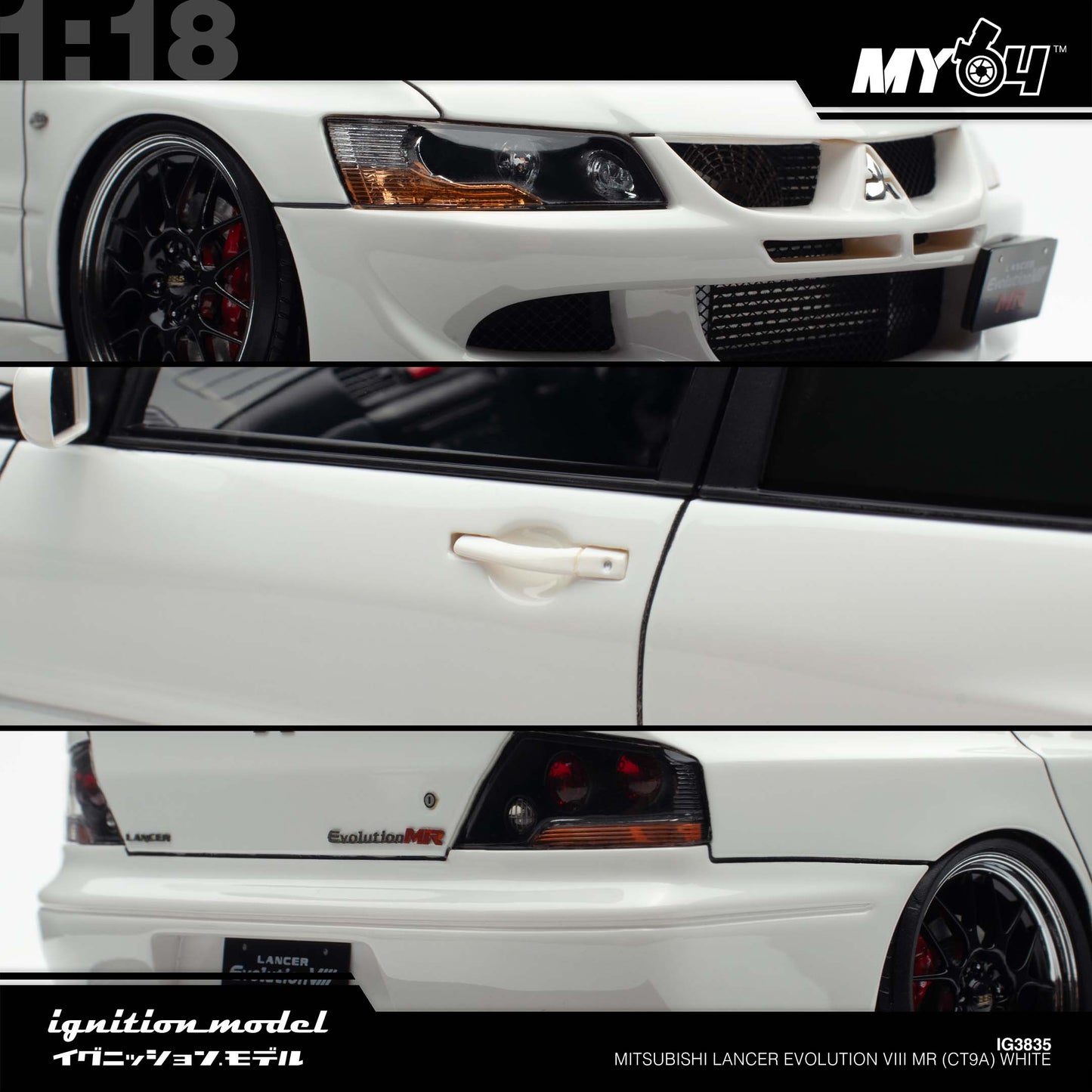 [Ignition Model 1:18 Mitsubishi Lancer Evolution VIII MR (CT9A) - White