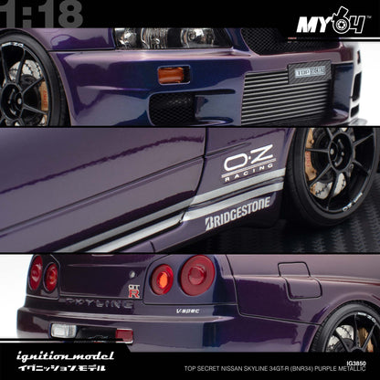 [Ignition Model] 1:18 Top Secret Nissan Skyline 34GT-R (BNR34) - Purple Metallic