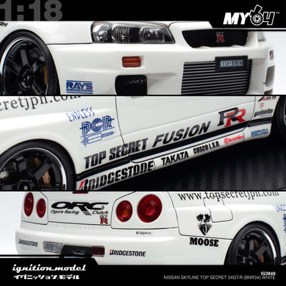 [Ignition Model] 1:18 Nissan Skyline Top Secret 34GT-R (BNR34) - White