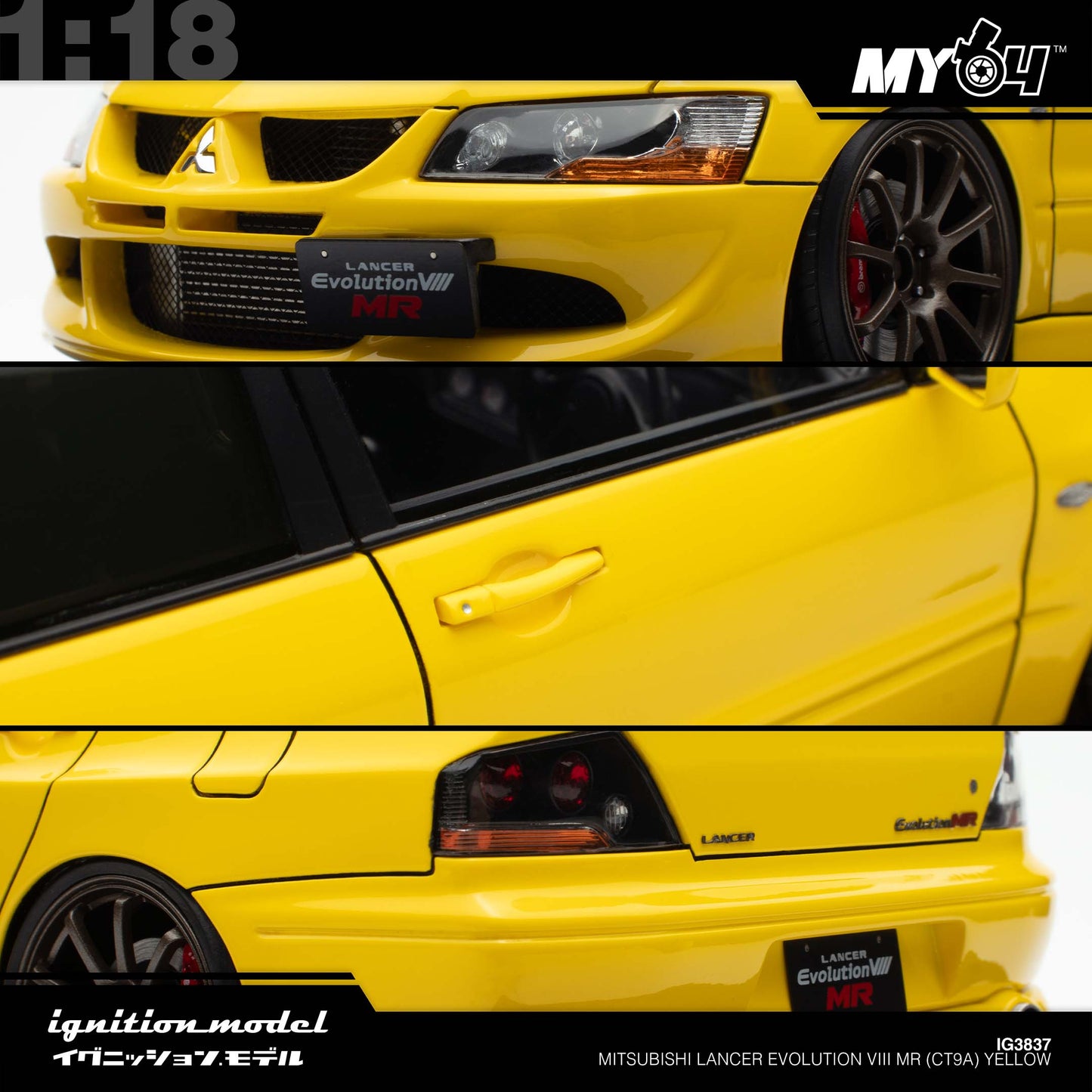 [Ignition Model] 1:18 Mitsubishi Lancer Evolution VIII MR (CT9A) - Yellow
