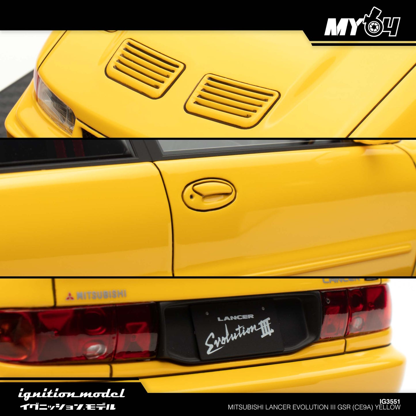 [Ignition Model] Mitsubishi Lancer Evolution III GSR (CE9A) - Yellow