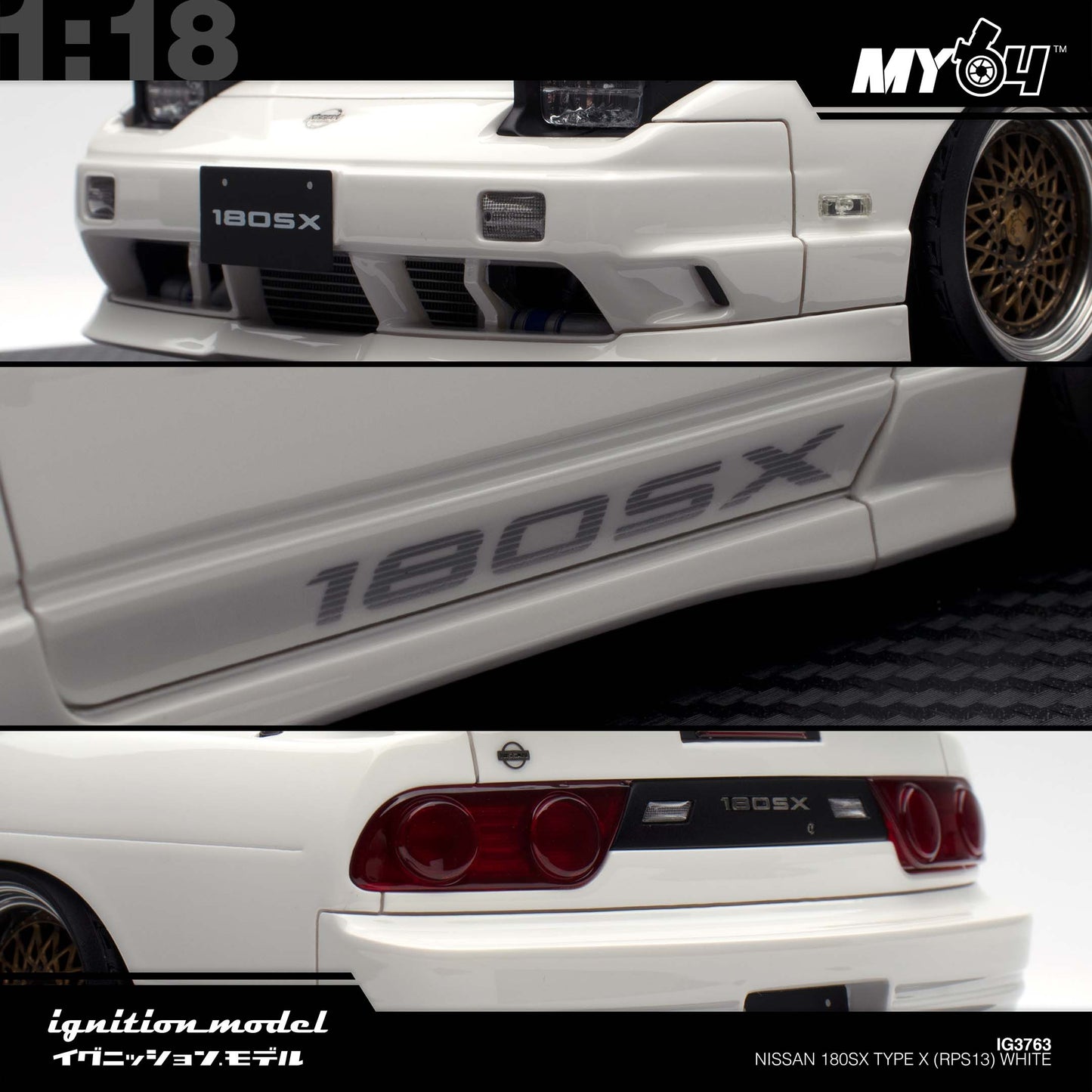 [Ignition Model 1:18 Nissan 180SX Type X (RPS13) - White