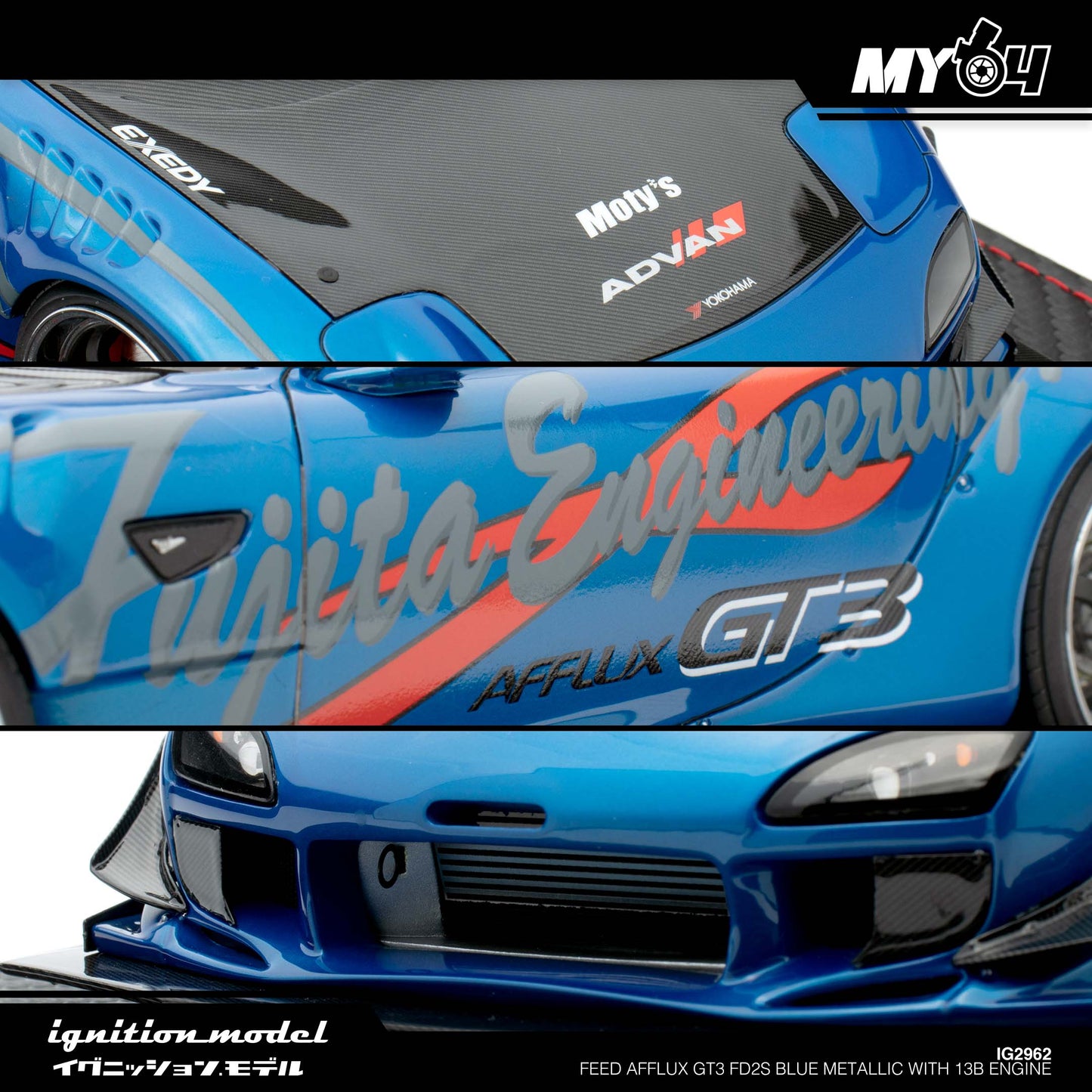 [Ignition Model] FEED Afflux GT3 (FD3S)- Blue Metallic With 13B Engine