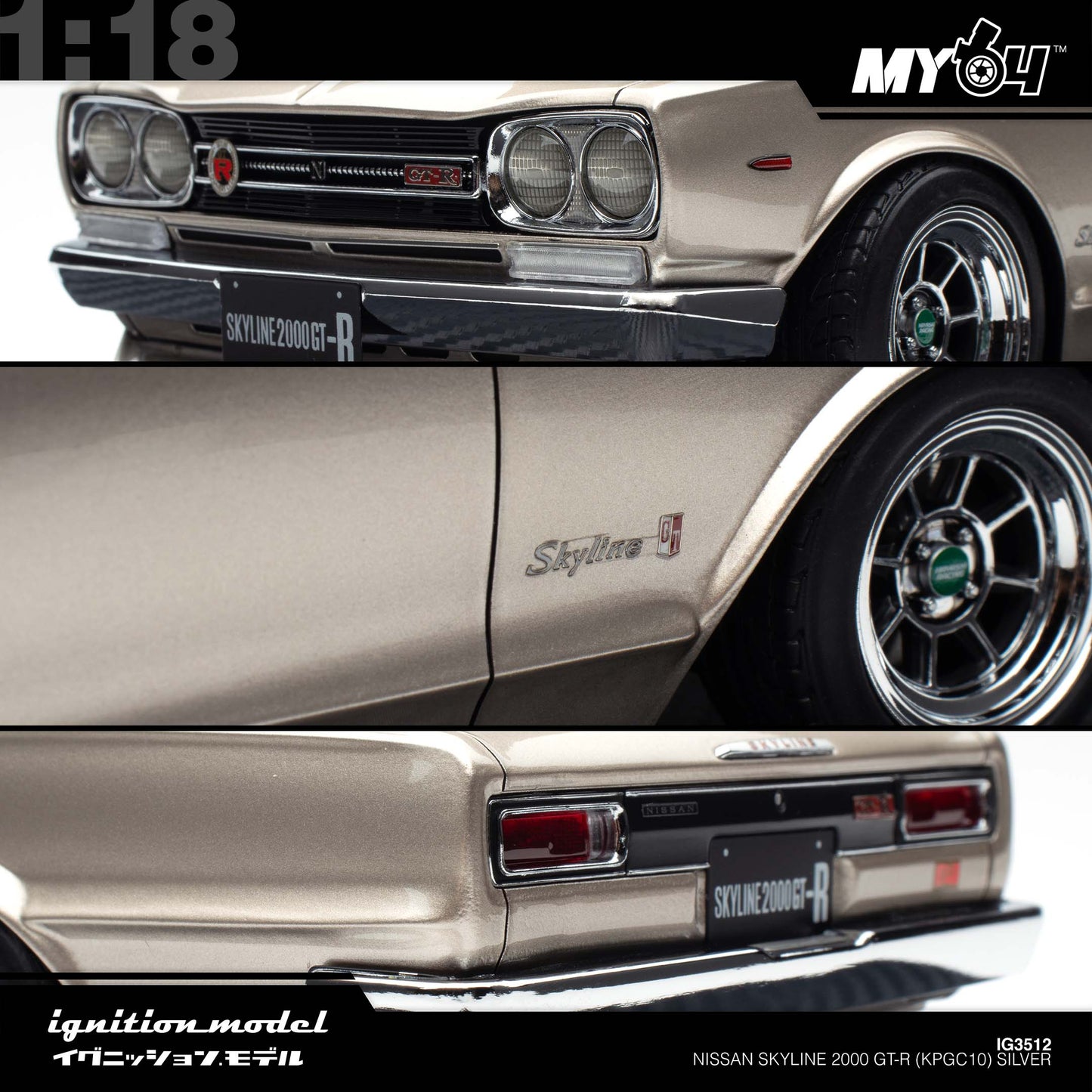 [Ignition Model] Nissan Skyline 2000 GT-R (PGC10) - Silver