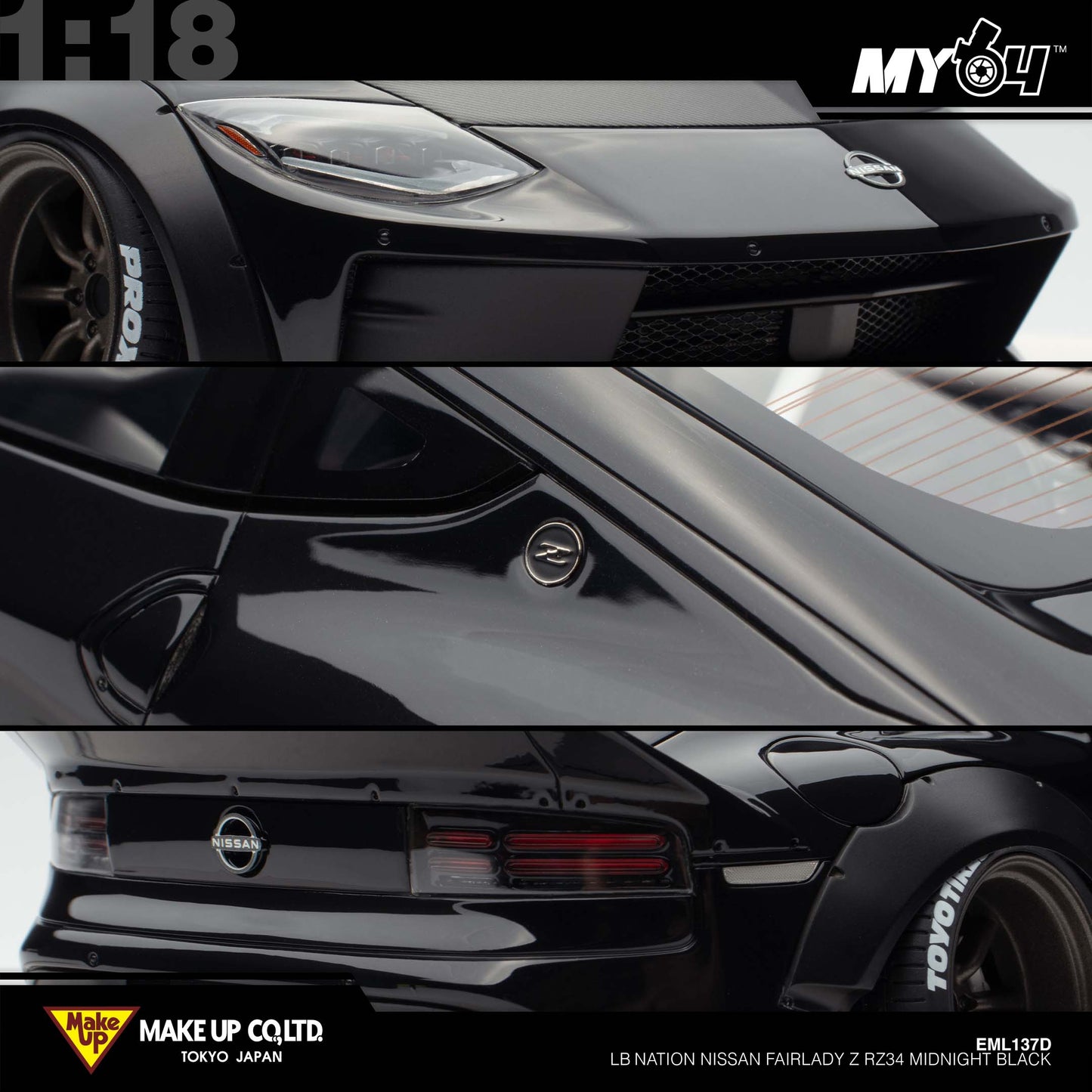 [Make Up] 1:18 Edilion LB★Nation Nissan Fairlady Z RZ34 - Midnight Black
