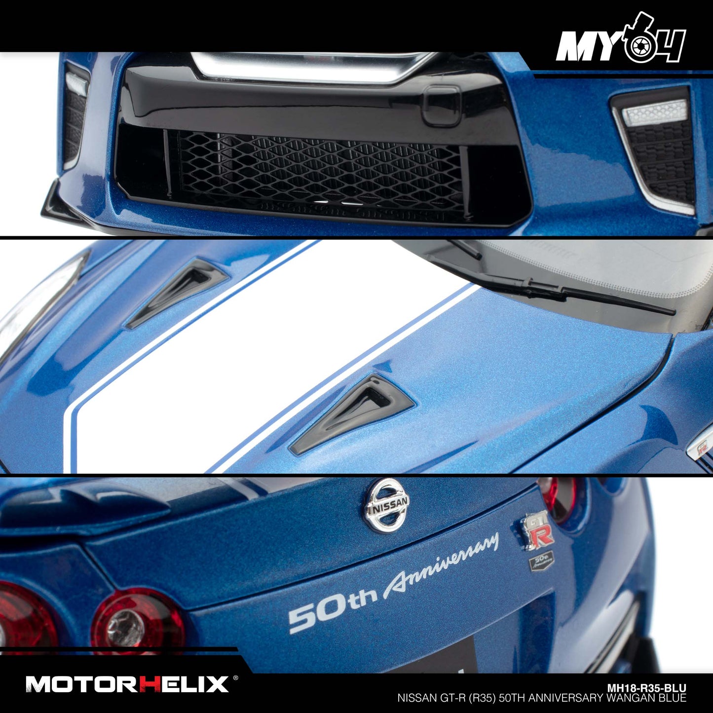 [Motorhelix] 1/18 Nissan GT-R (R35) 50th Anniversary - Wangan Blue