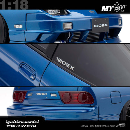 [Ignition Model]  1:18  Nissan 180SX Type X (RPS13) - Blue Metallic
