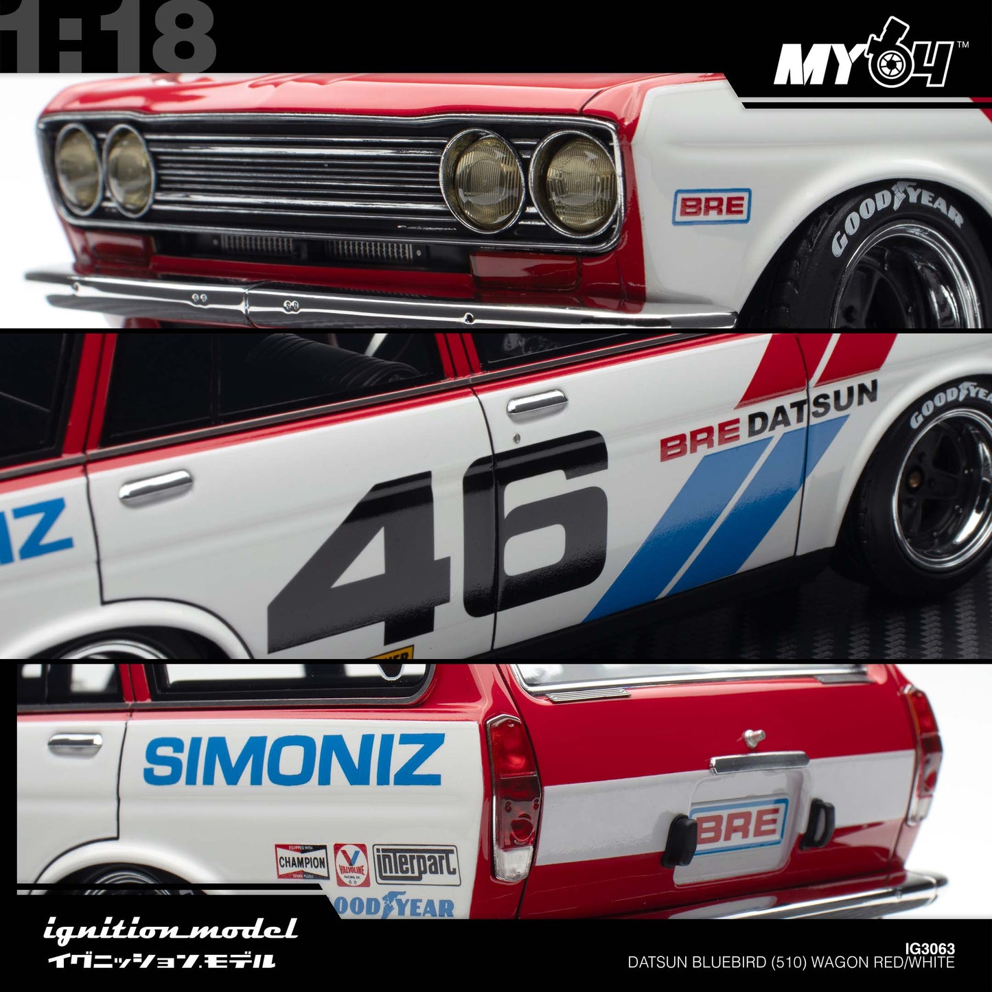 [Ignition Model] Datsun Bluebird (510) Wagon - Red/White
