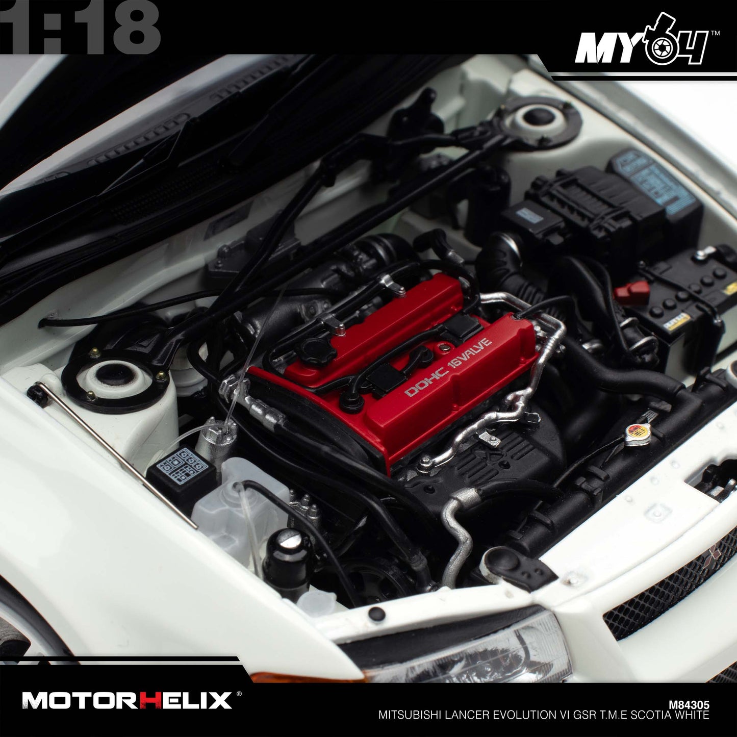 [Motorhelix] 1:18 Mitsubishi Lancer Evolution VI GSR T.M.E - Scotia White
