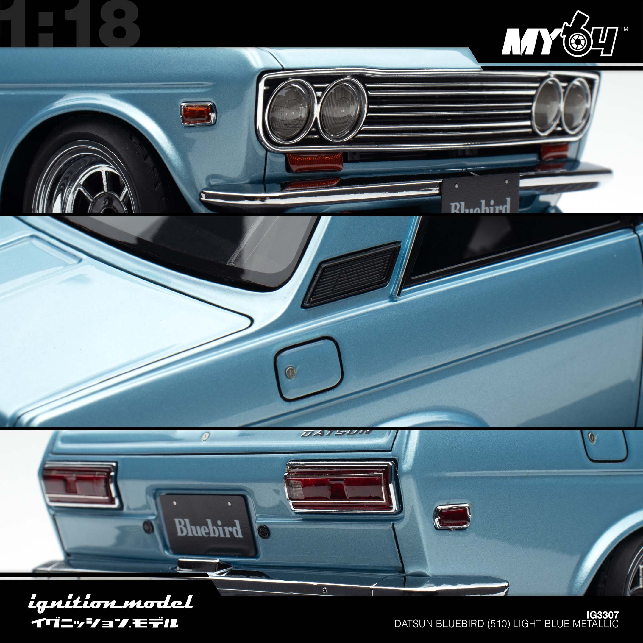 Ignition Model] Datsun Bluebird (510) - Light Blue Metallic | The
