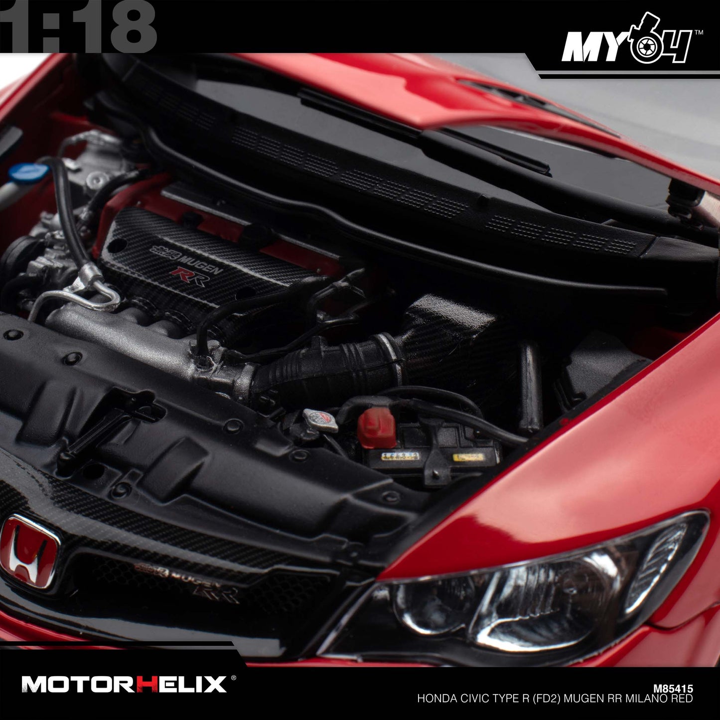 [Motorhelix] 1:18 Honda Civic Type R (FD2) Mugen RR - Milano Red