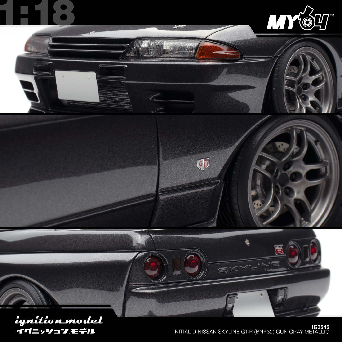 [Ignition Model] 1:18 Initial D Nissan Skyline GT-R (BNR32) - Gun Gray Metallic