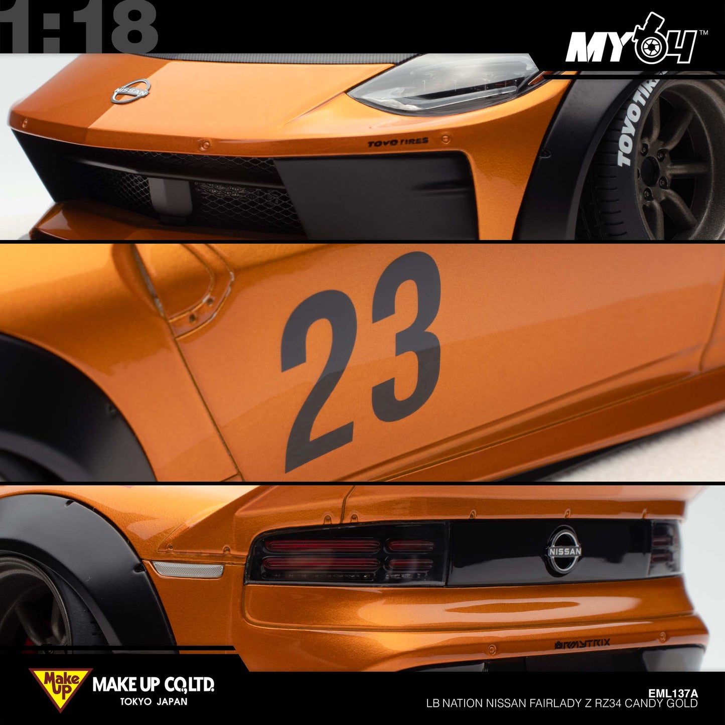 [Make Up] 1:18 Edilion LB★Nation Nissan Fairlady Z RZ34 - Gold