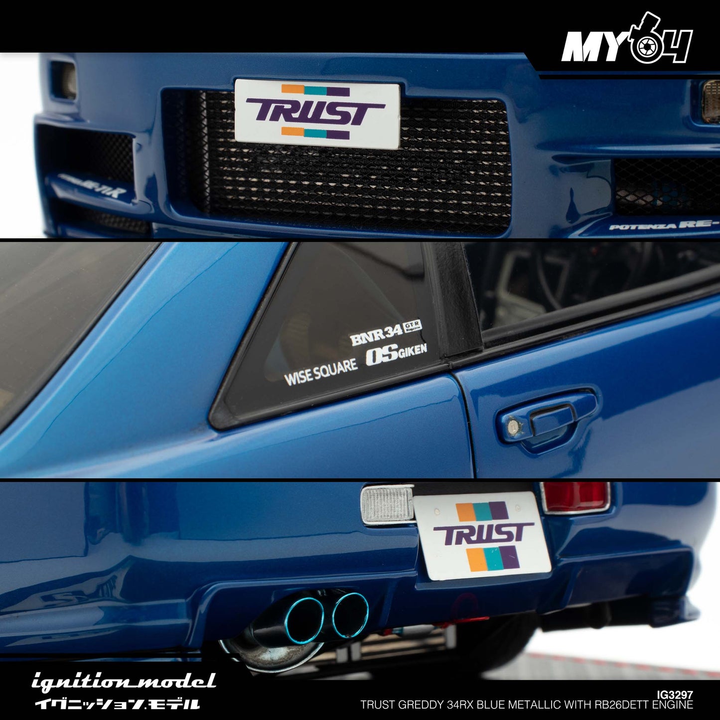 [Ignition Model] TRUST GReddy 34RX - Blue Metallic With RB26DETT Engine