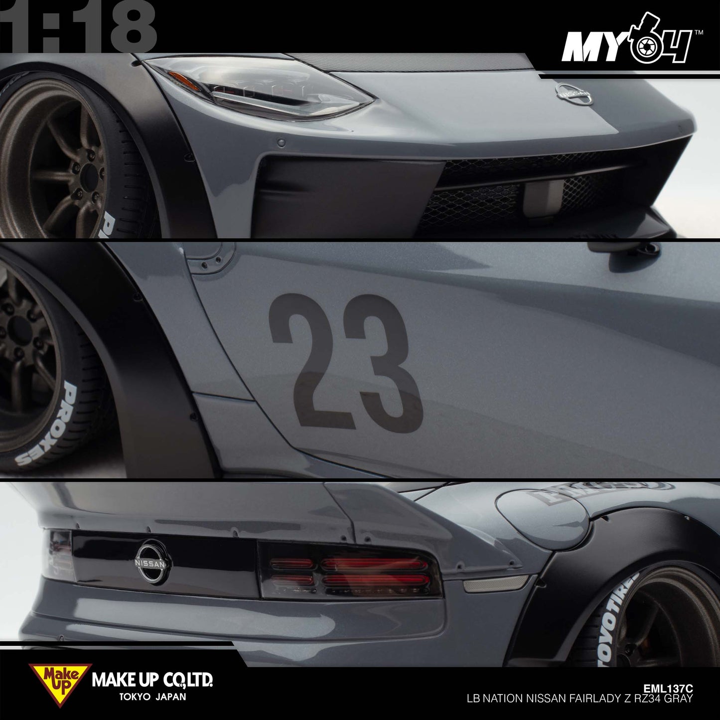 [Make Up] 1:18 Edilion LB★Nation Nissan Fairlady Z RZ34 - Gray