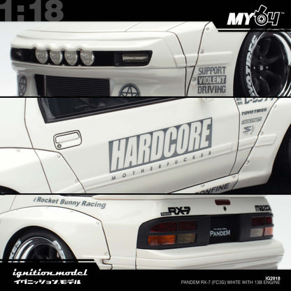 [Ignition Model] Pandem RX-7 (FC3S) - White With 13B Engine