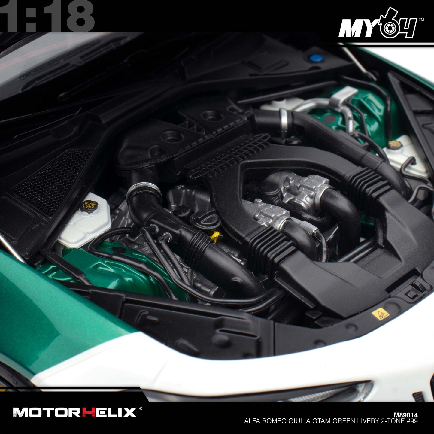 [Motorhelix] 1:18 Alfa Romeo Giulia GTAm - Green Livery 2-Tone #99