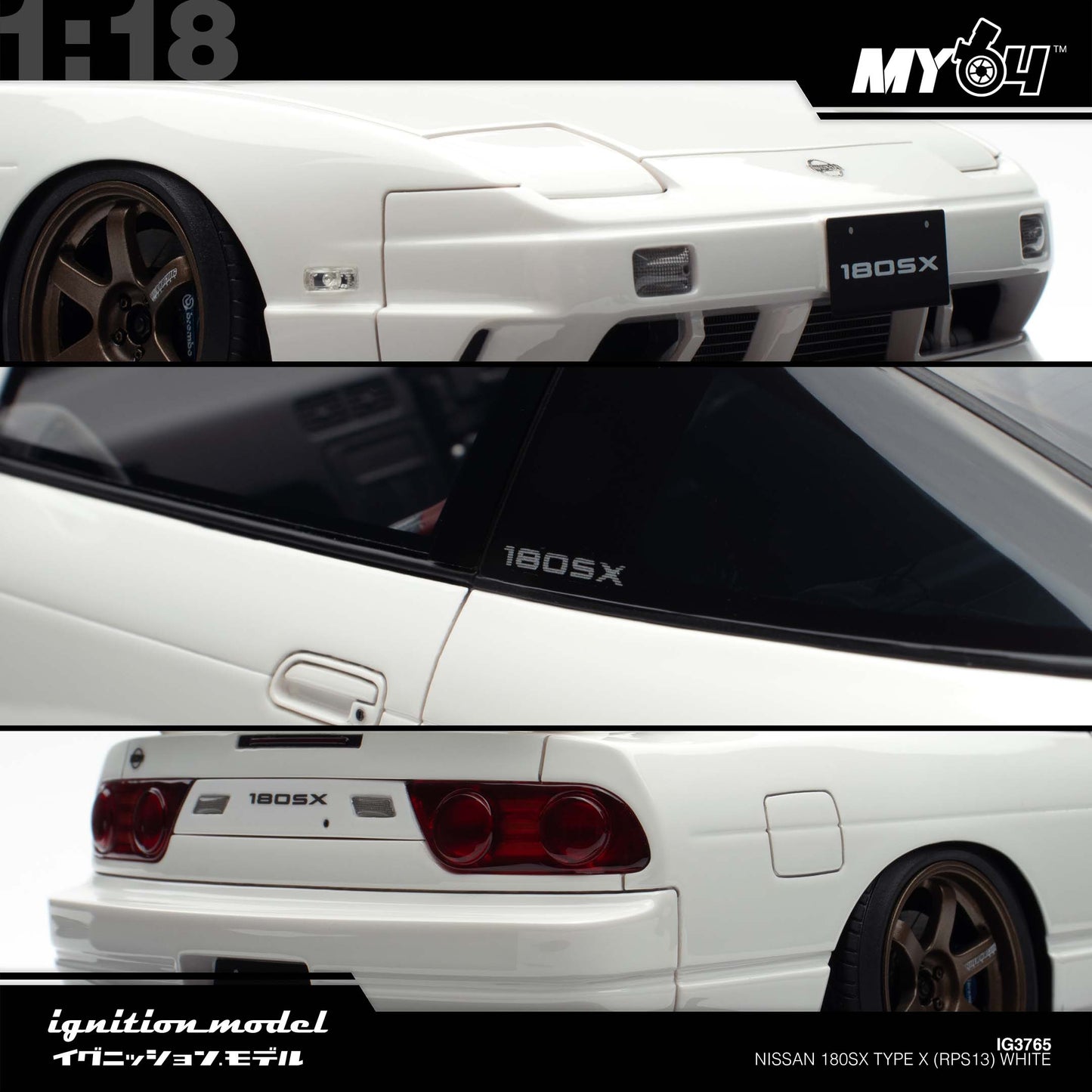 [Ignition Model] 1:18 Nissan 180SX Type X (RPS13) - White