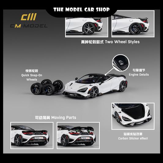 [CM Model] McLaren 765LT - White with Carbon Hood