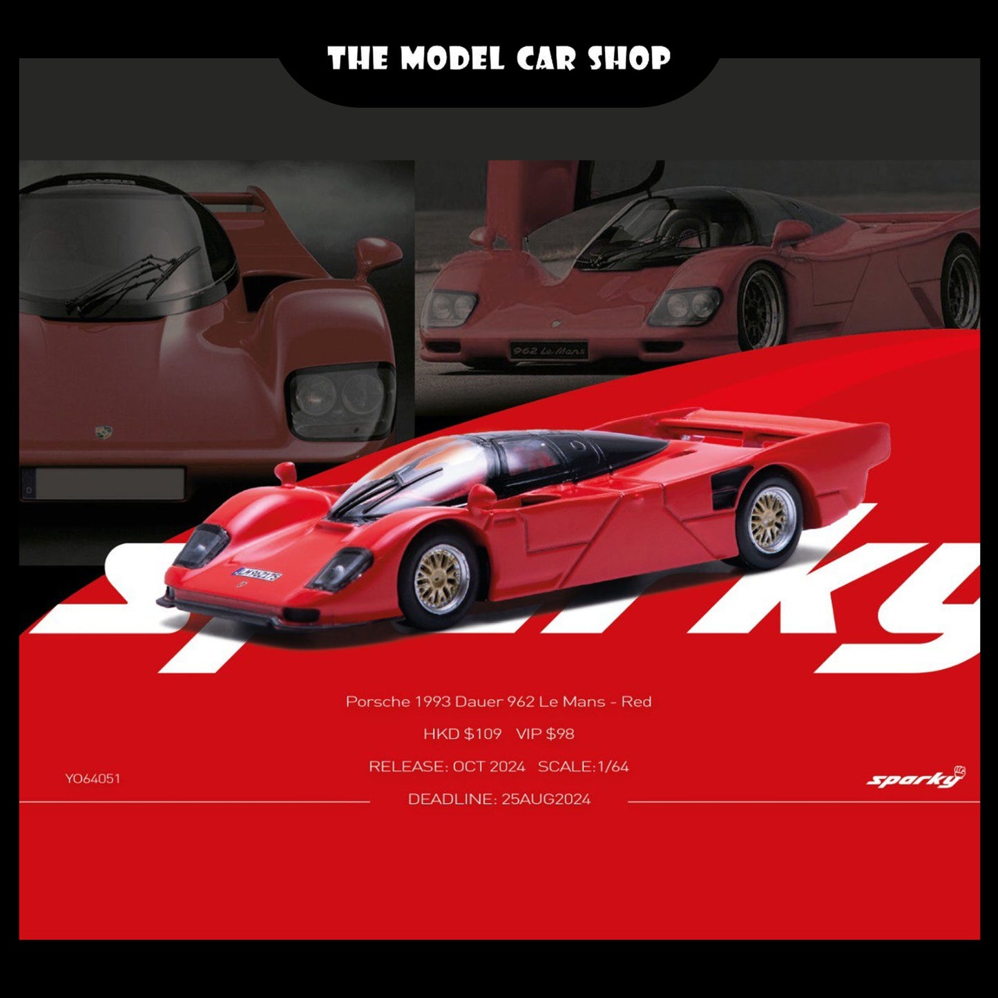 [Sparky] Porsche 1993 Dauer 962 - Red (Tiny Exclusive)