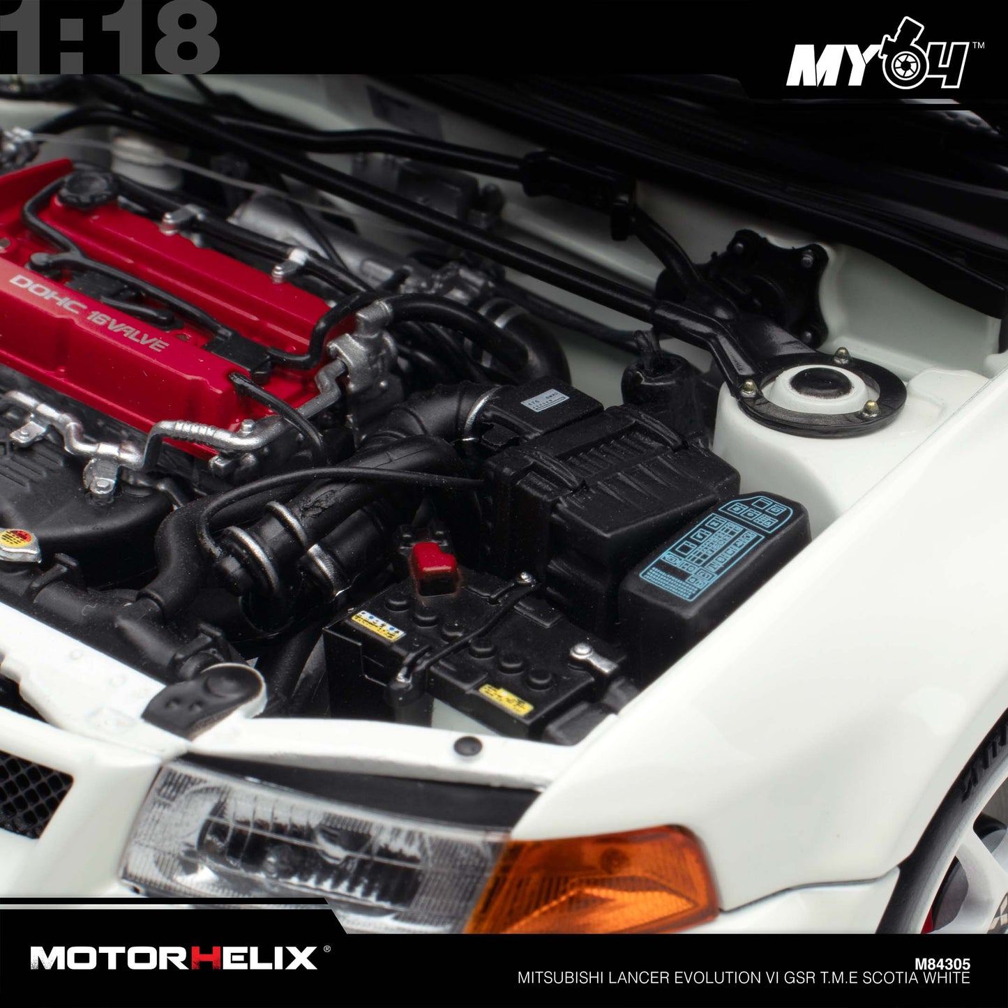 [Motorhelix] 1:18 Mitsubishi Lancer Evolution VI GSR T.M.E - Scotia White