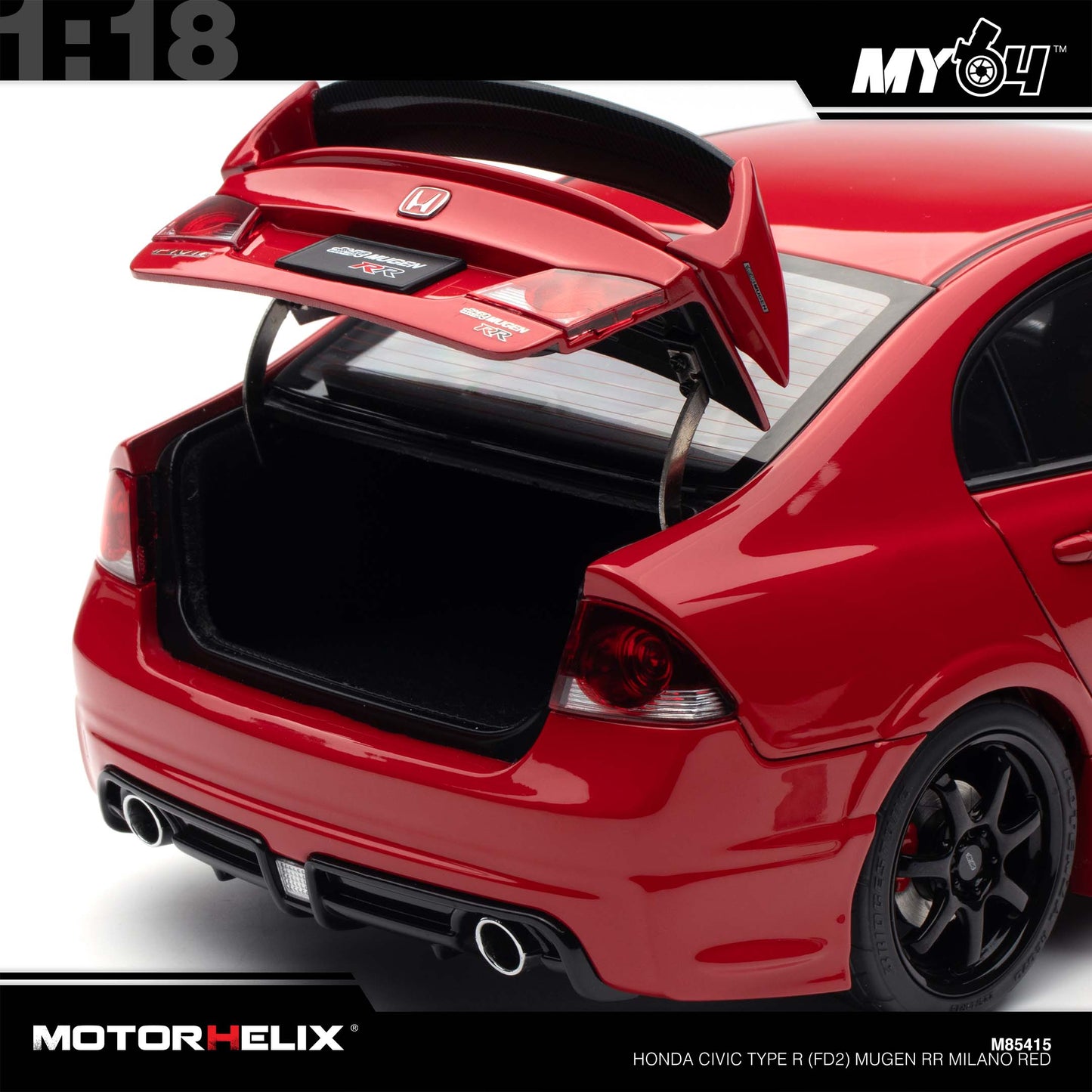 [Motorhelix] 1:18 Honda Civic Type R (FD2) Mugen RR - Milano Red