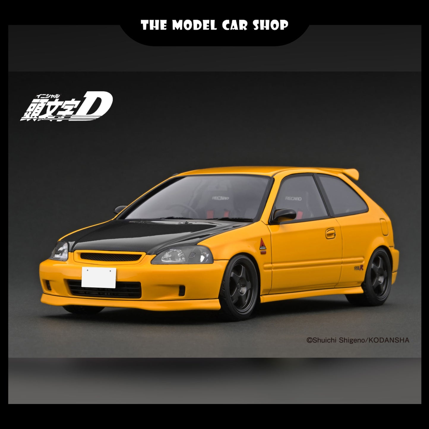 [Ignition Model] INITIAL D Honda Civic (EK9) Type R - Yellow Carbon Bonnet