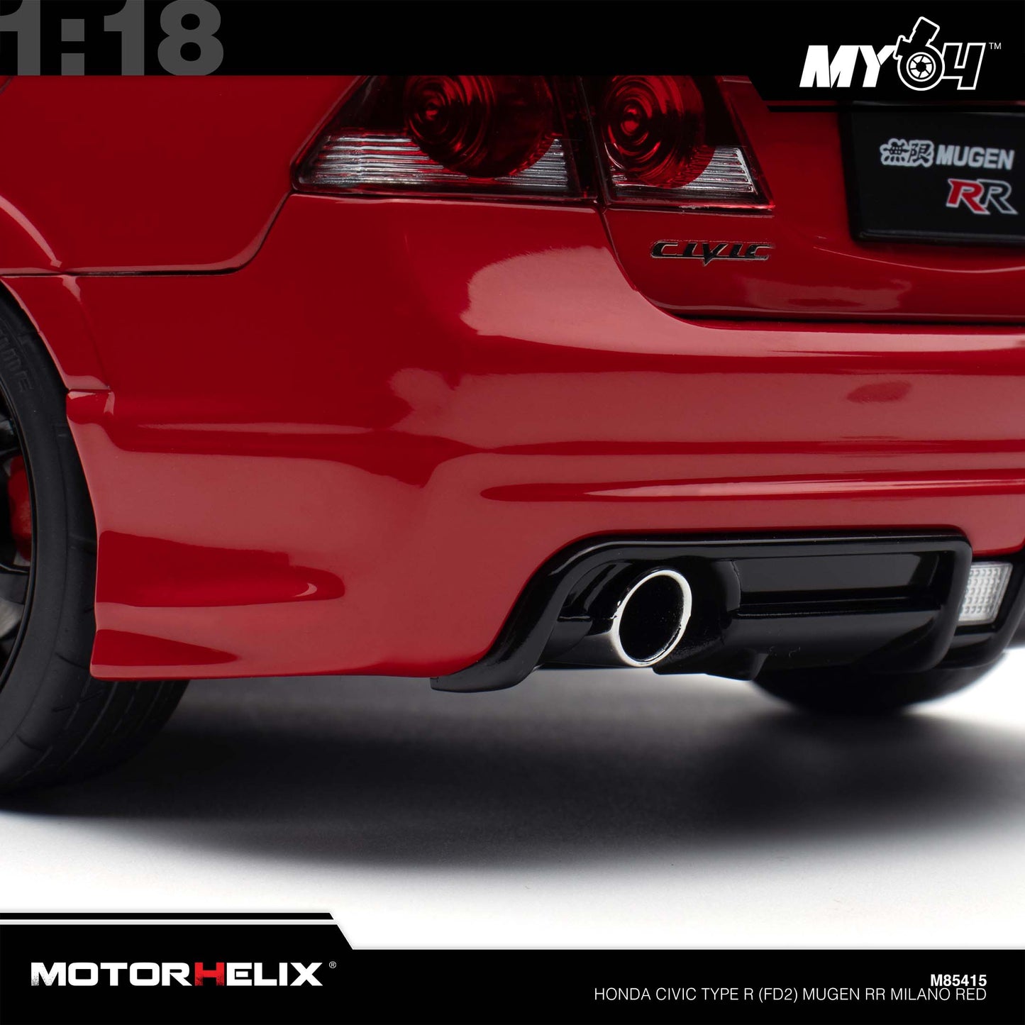 [Motorhelix] 1:18 Honda Civic Type R (FD2) Mugen RR - Milano Red