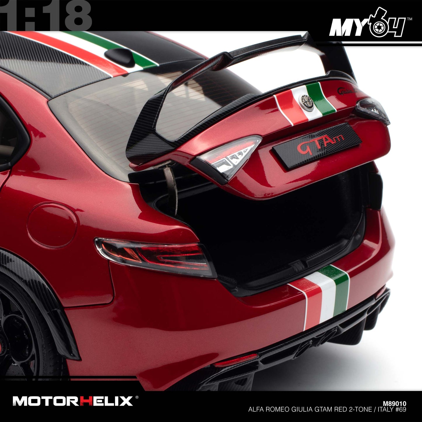 [Motorhelix] 1:18 Alfa Romeo Giulia GTAm - Red 2-Tone / Italy #69