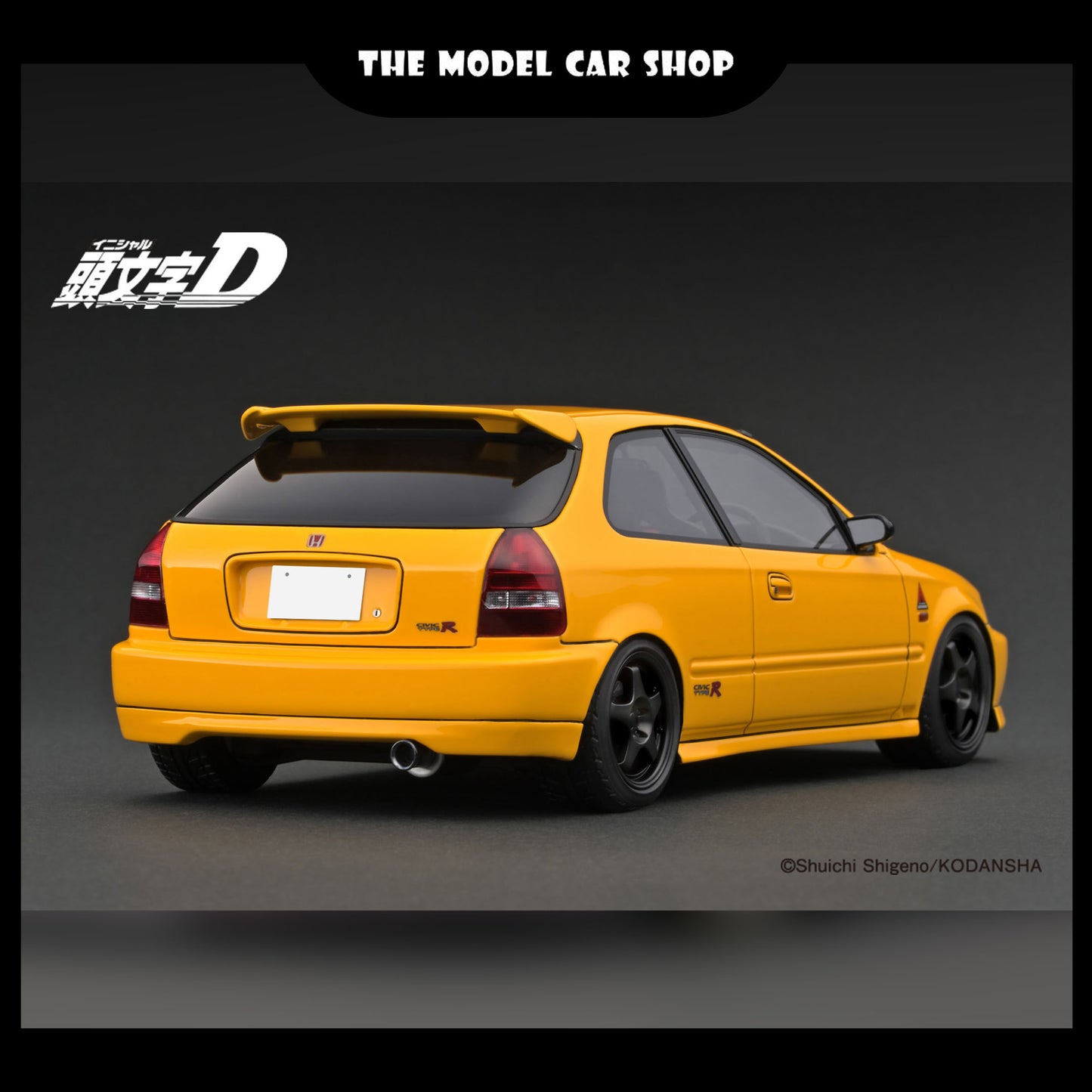 [Ignition Model] INITIAL D Honda Civic (EK9) Type R - Yellow Carbon Bonnet