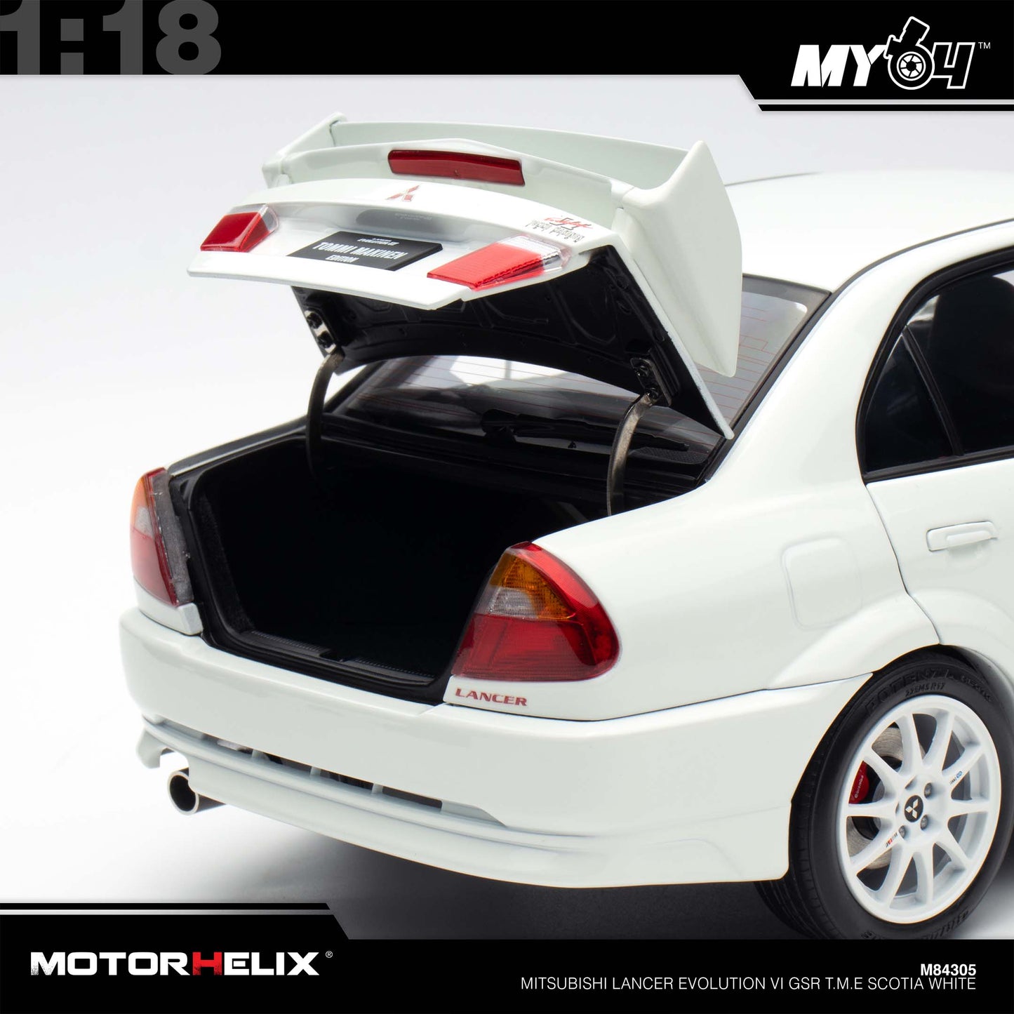 [Motorhelix] 1:18 Mitsubishi Lancer Evolution VI GSR T.M.E - Scotia White