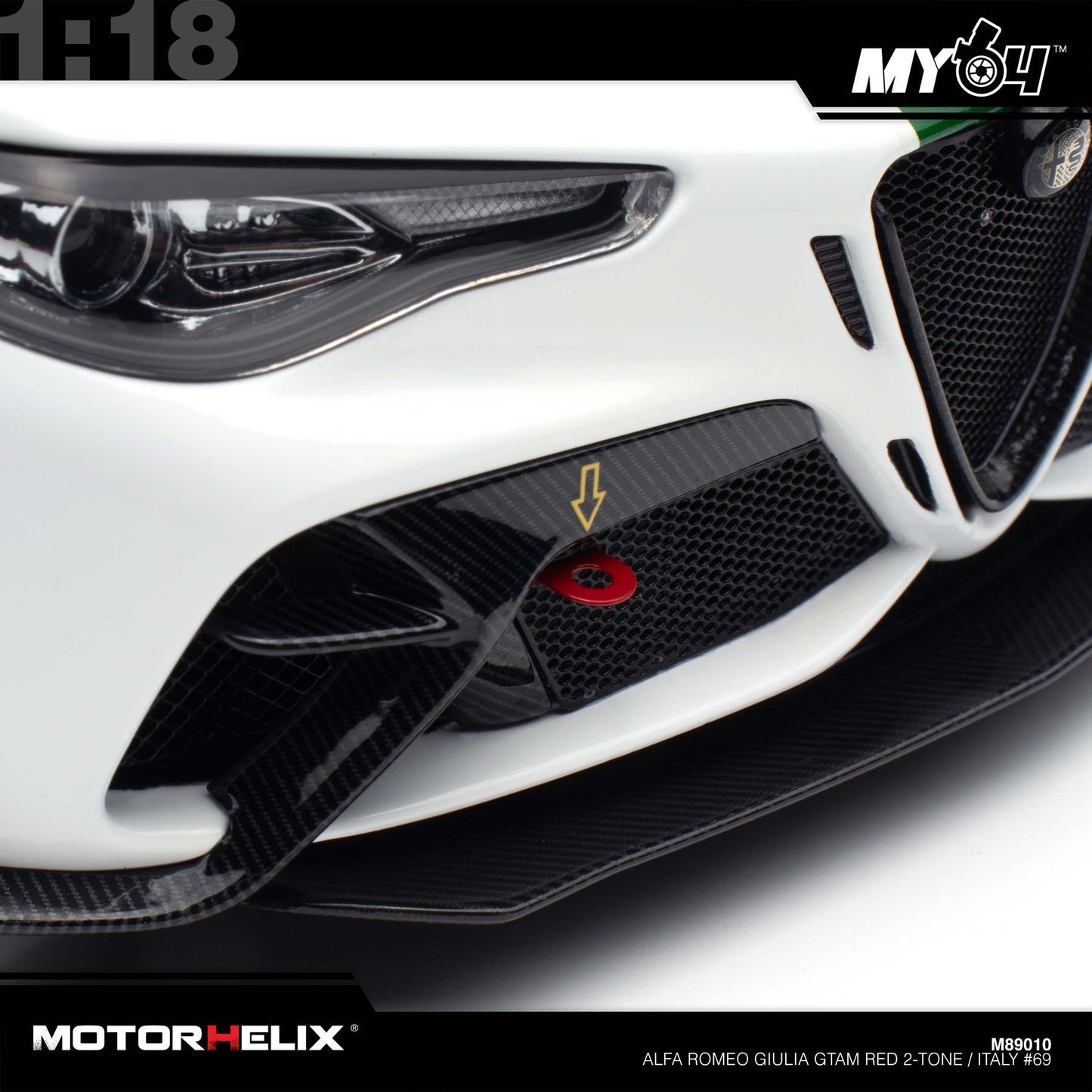 [Motorhelix] 1:18 Alfa Romeo Giulia GTAm - Red 2-Tone / Italy #69