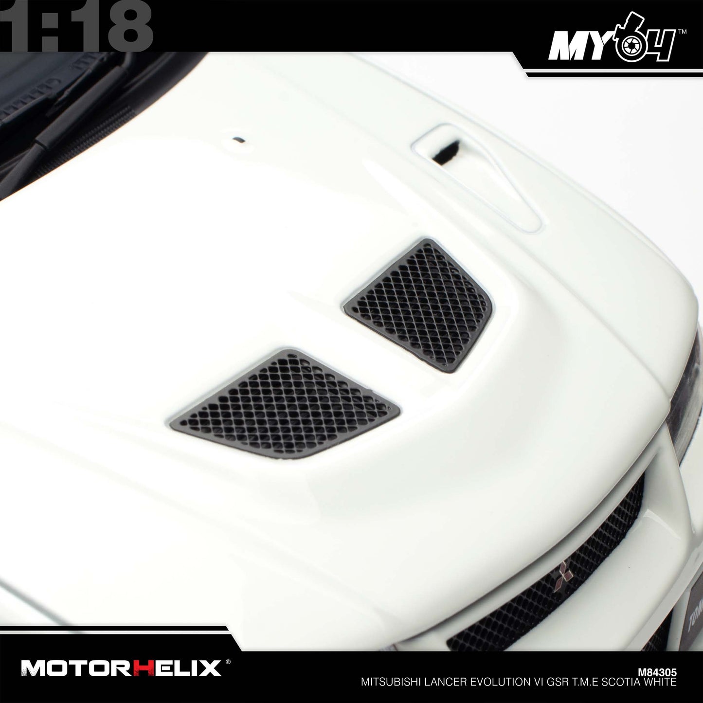 [Motorhelix] 1:18 Mitsubishi Lancer Evolution VI GSR T.M.E - Scotia White