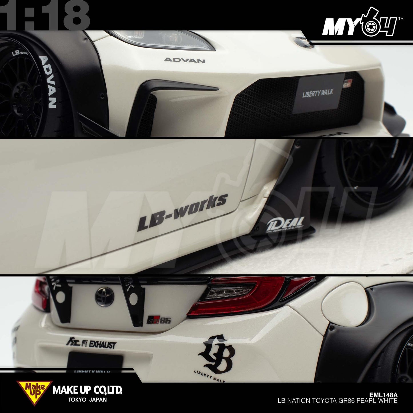 [Make Up] 1:18 LB Nation Toyota GR86 - Pearl White