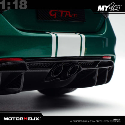 [Motorhelix] 1:18 Alfa Romeo Giulia GTAm - Green Livery 2-Tone #99