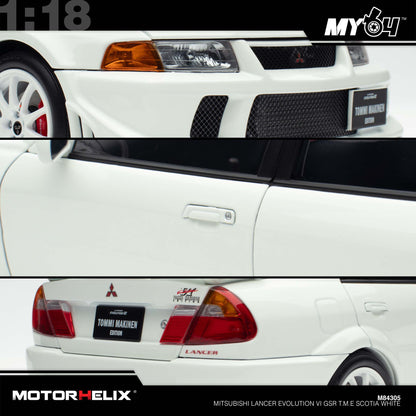 [Motorhelix] 1:18 Mitsubishi Lancer Evolution VI GSR T.M.E - Scotia White