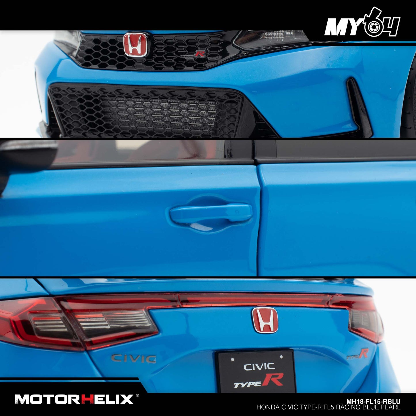 [Motorhelix] 1/18 Honda Civic Type-R FL5 - Racing Blue Pearl