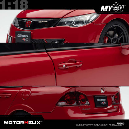 [Motorhelix] 1:18 Honda Civic Type R (FD2) Mugen RR - Milano Red
