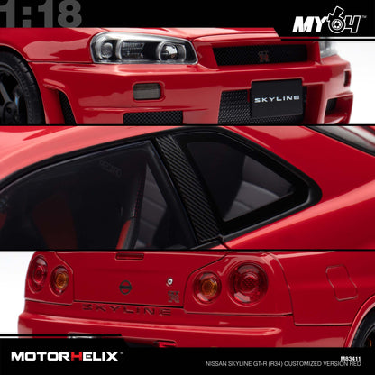 [Motorhelix] Nissan Skyline GT-R (R34) Customized Version - Red