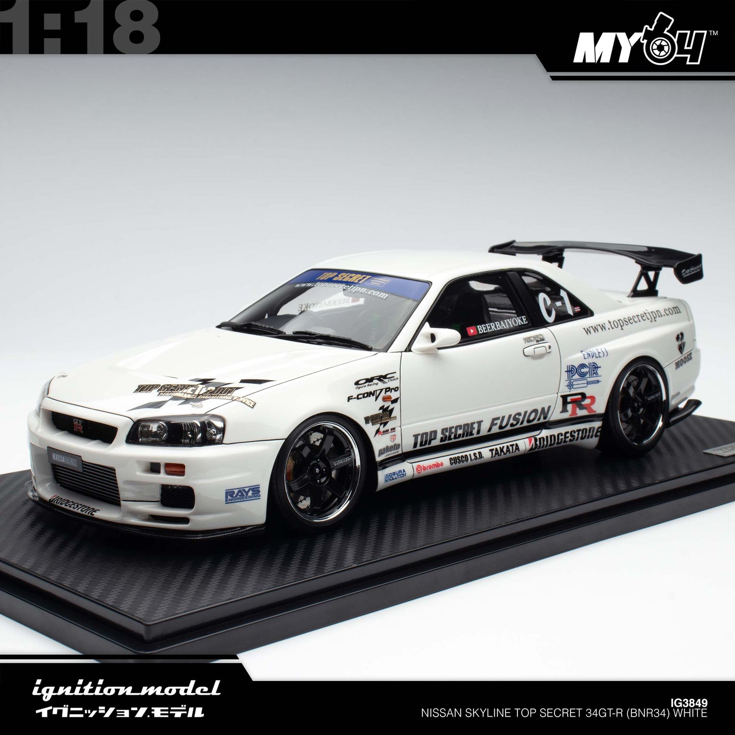 [Ignition Model] 1:18 Nissan Skyline Top Secret 34GT-R (BNR34) - White