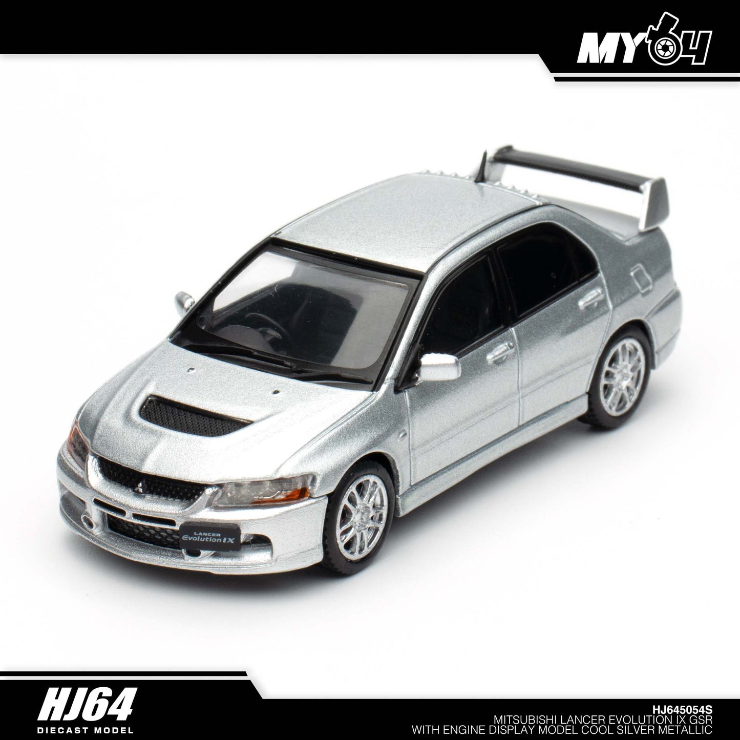 [Hobby Japan] Mitsubishi Lancer Evolution 9 GSR with Engine Display Model - Cool Silver Metallic