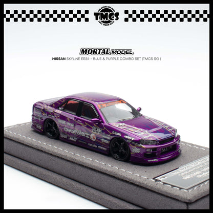 [Mortal] 1:64 Nissan Skyline ER34 - Blue & Purple Combo Set (TMCS SG )