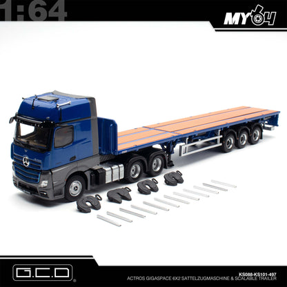 [GCD] Mercedes-Benz Actros 6x2 & Scalable Trailer - Blue (LHD) (497)