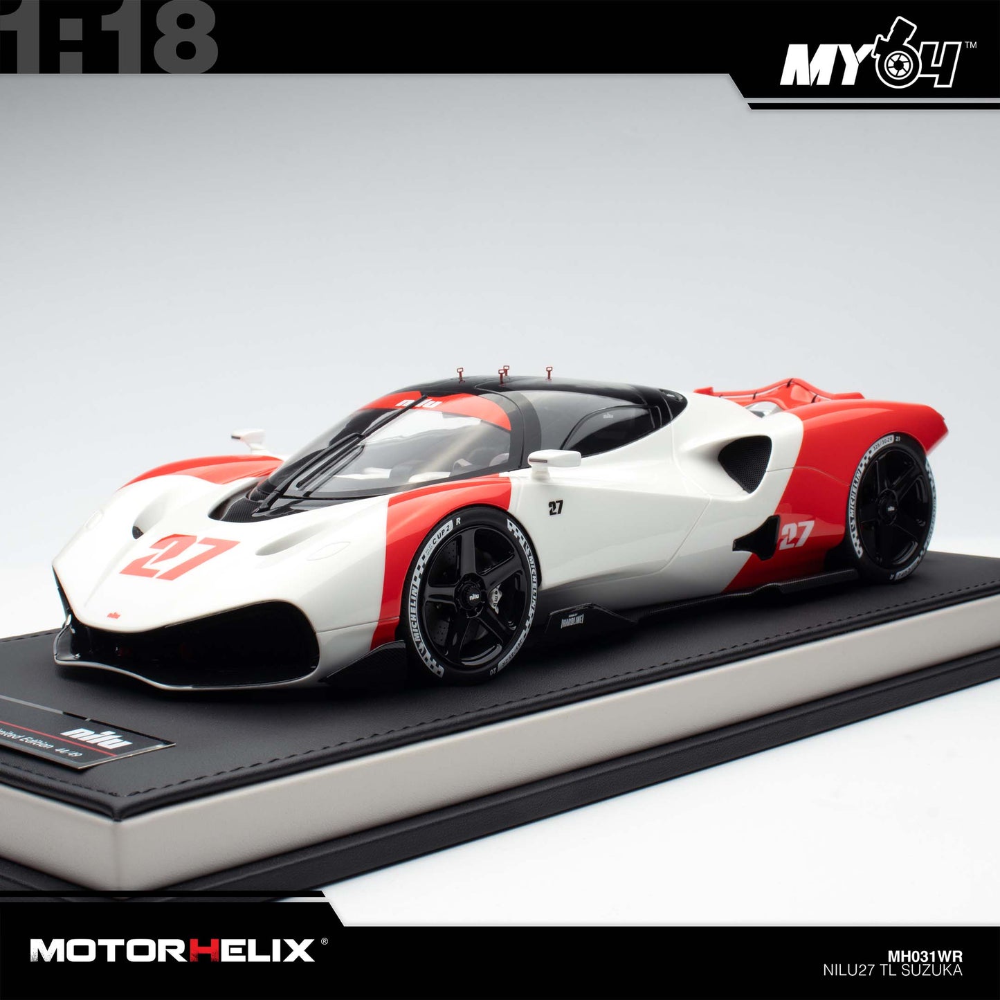 [Motorhelix] 1:18 Nilu TL Suzuka - White/Red #27