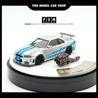 [PGM] Nissan Skyline GT-R (R34) Z Tune - Silver with blue Stripe