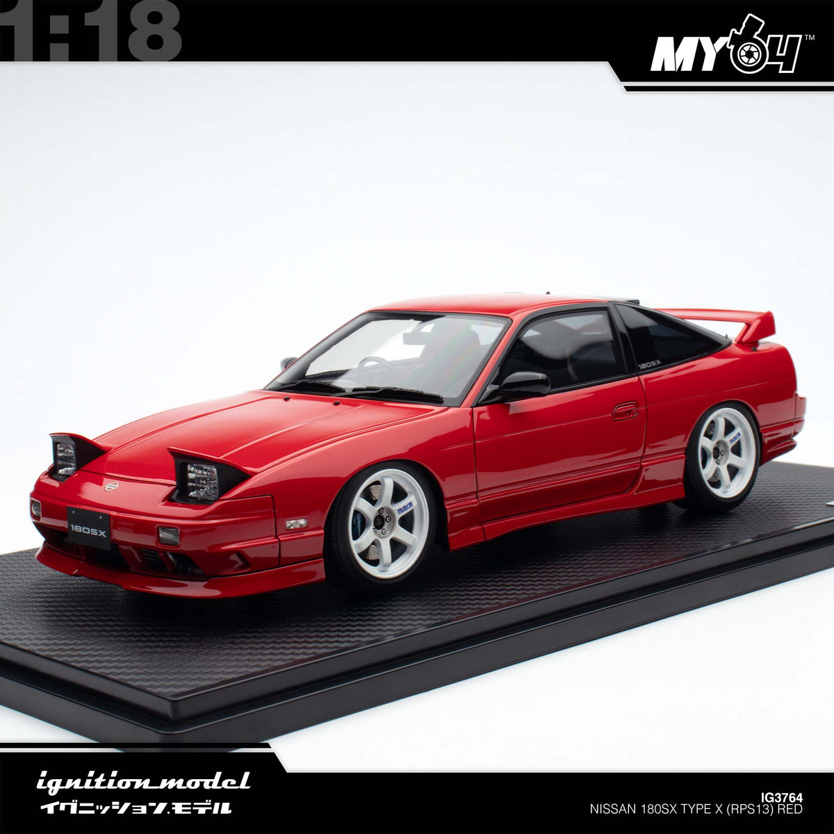 [Ignition Model] 1:18 Nissan 180SX Type X (RPS13) - Red