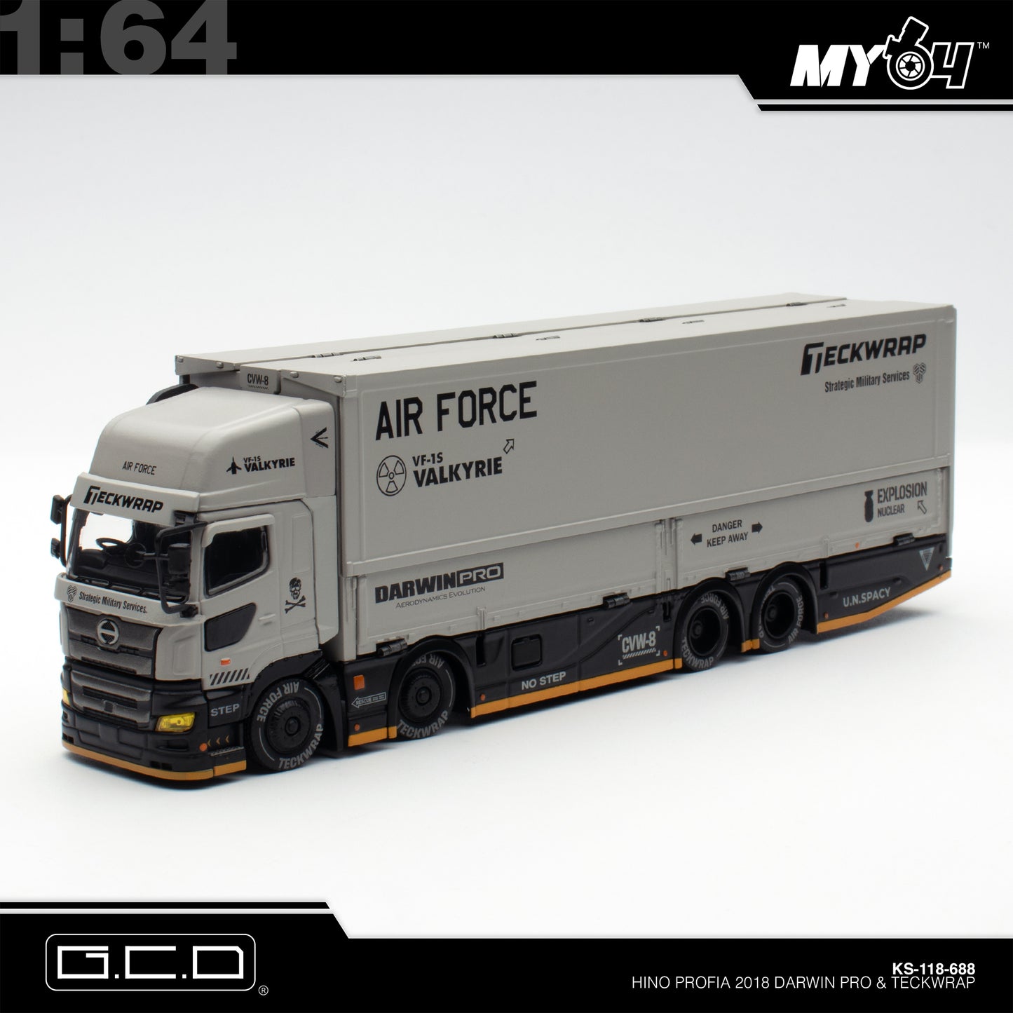 [GCD] 1:64 Hino Profia 2018 Darwin PRO & Teckwrap - Grey