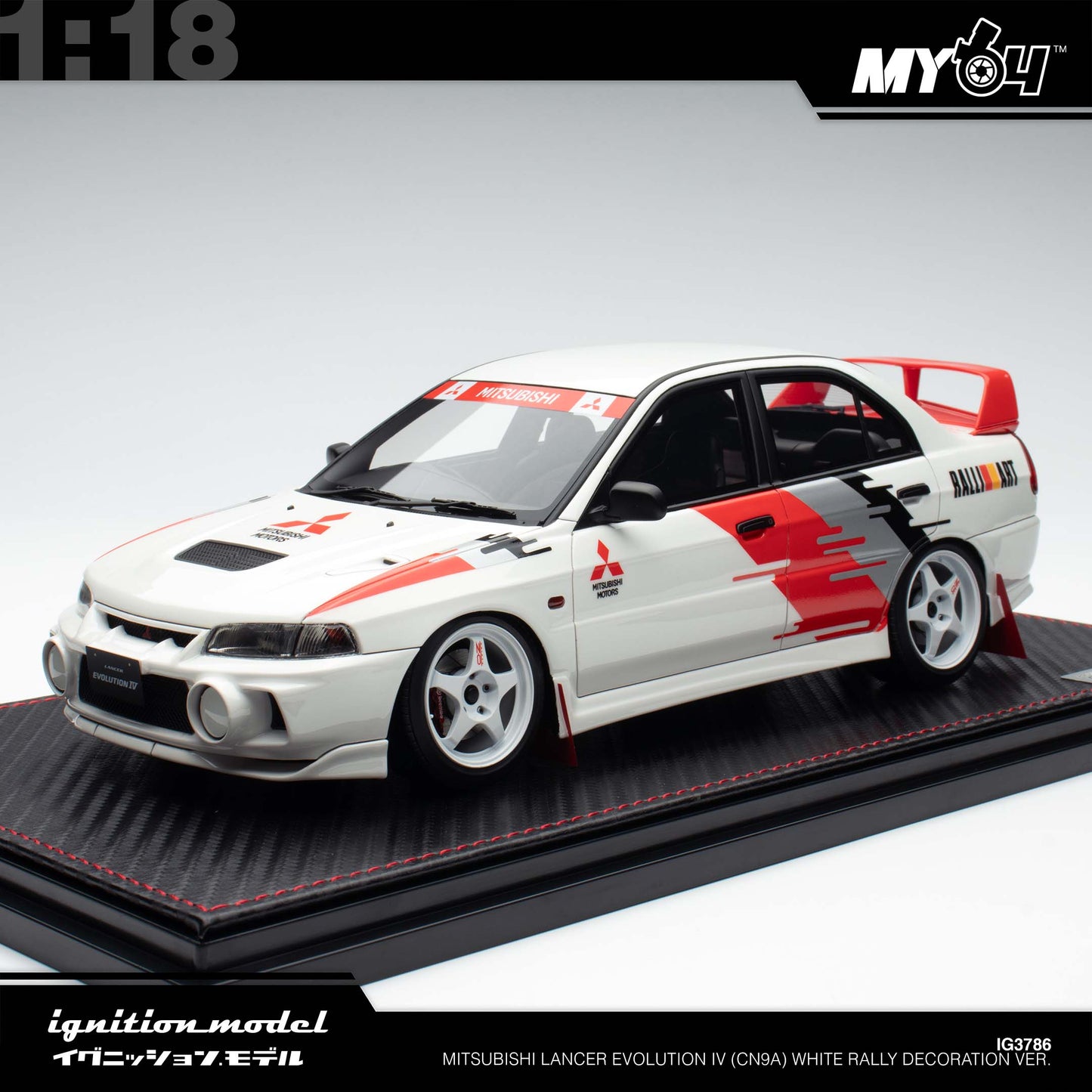 [Ignition Model] 1:18 Mitsubishi Lancer Evolution IV (CN9A) - White Rally Decoration Ver.