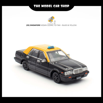 [Tiny] (25) Singapore Nissan Cedric Y31 Taxi - Black & Yellow